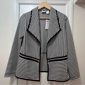 NWT Women’s Chico’s Black & White Stripe Open Jacket, US Size XS / 2